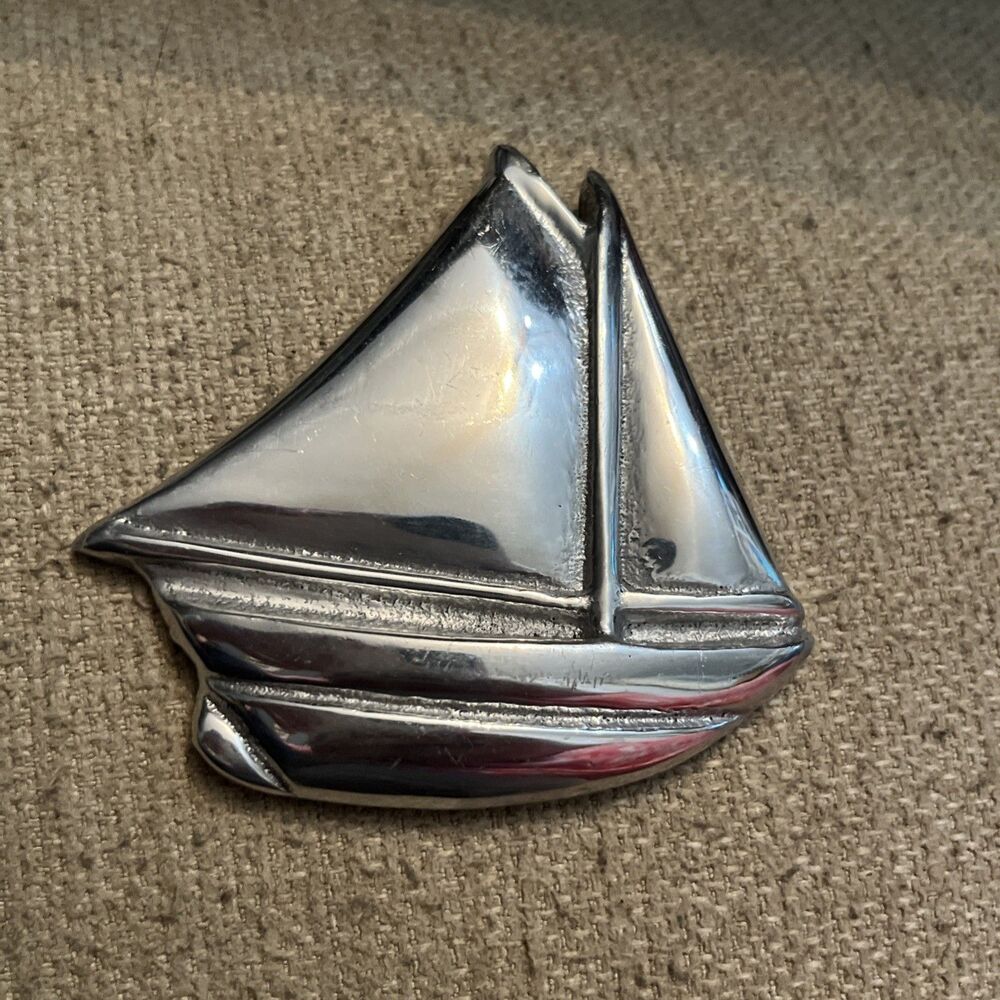 Mariposa Silver Aluminum Sailboat Napkin Weight Coastal Nancy Meyers